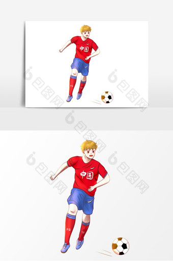 足球踢球足球少年元素图片