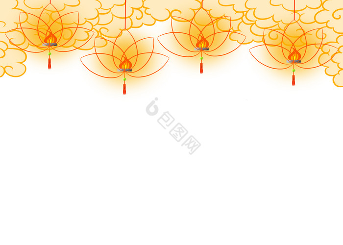 新年莲花灯笼顶边图片