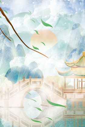 中国风古风仙侠亭台楼阁背景图片