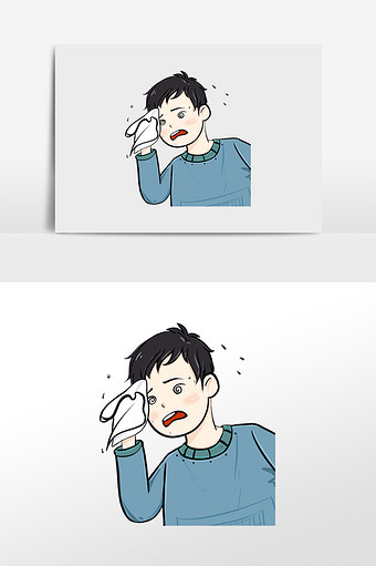 卡通男孩毛巾擦汗图片下载