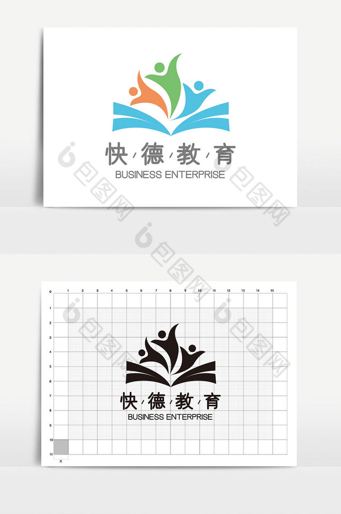 学生书本图形教育培训logoVI图片图片