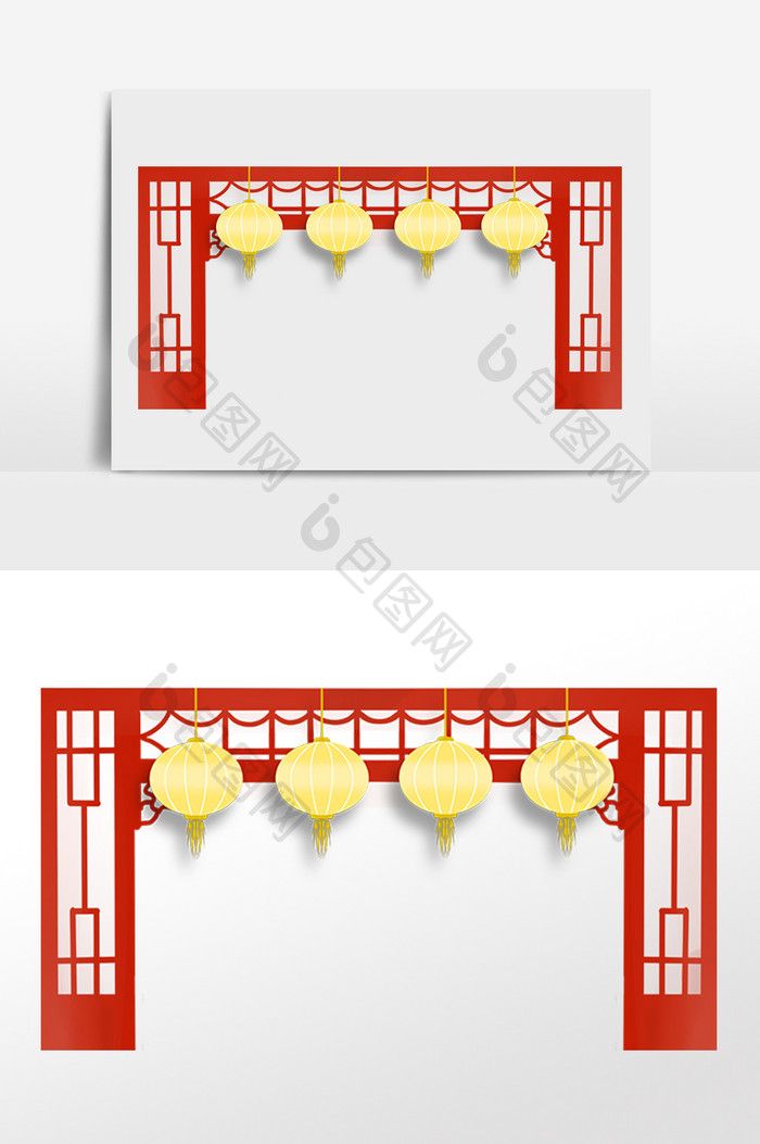 新年春节中式门框灯笼