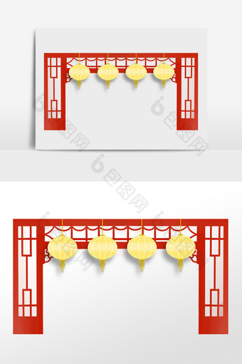 新年春节中式门框灯笼图片