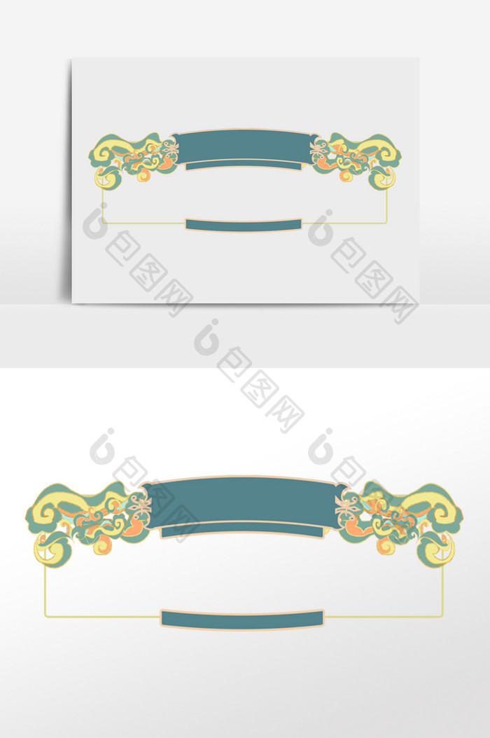 中式国潮花纹花边标题框