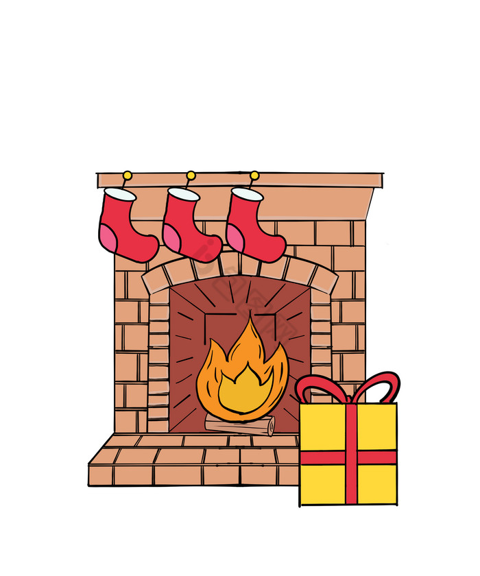 圣诞袜子礼物壁炉图片