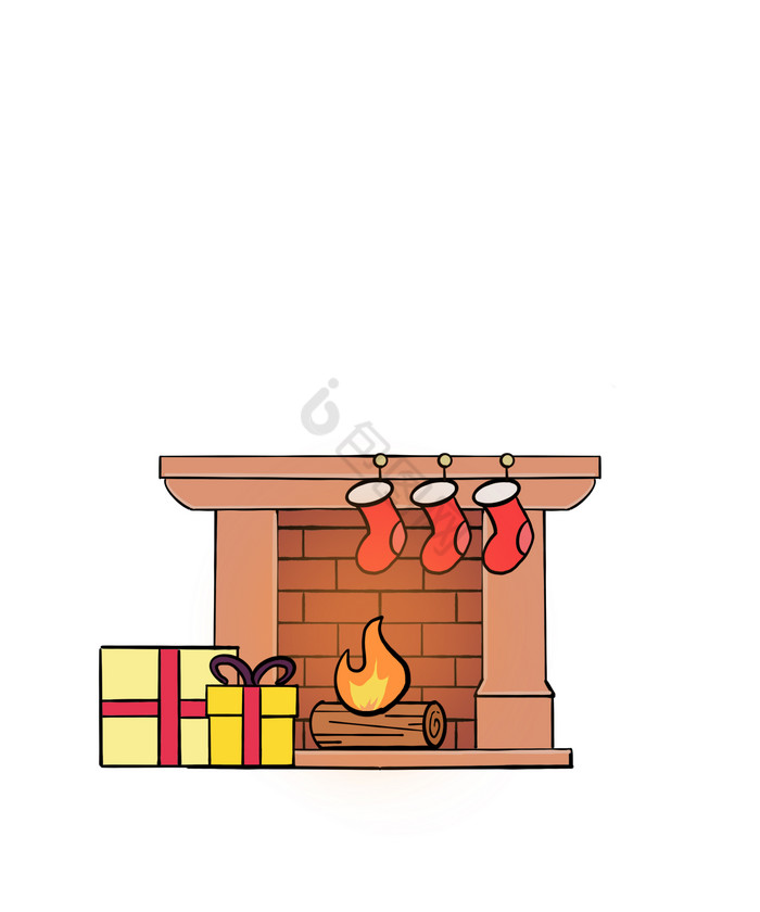 圣诞节礼物壁炉取暖图片