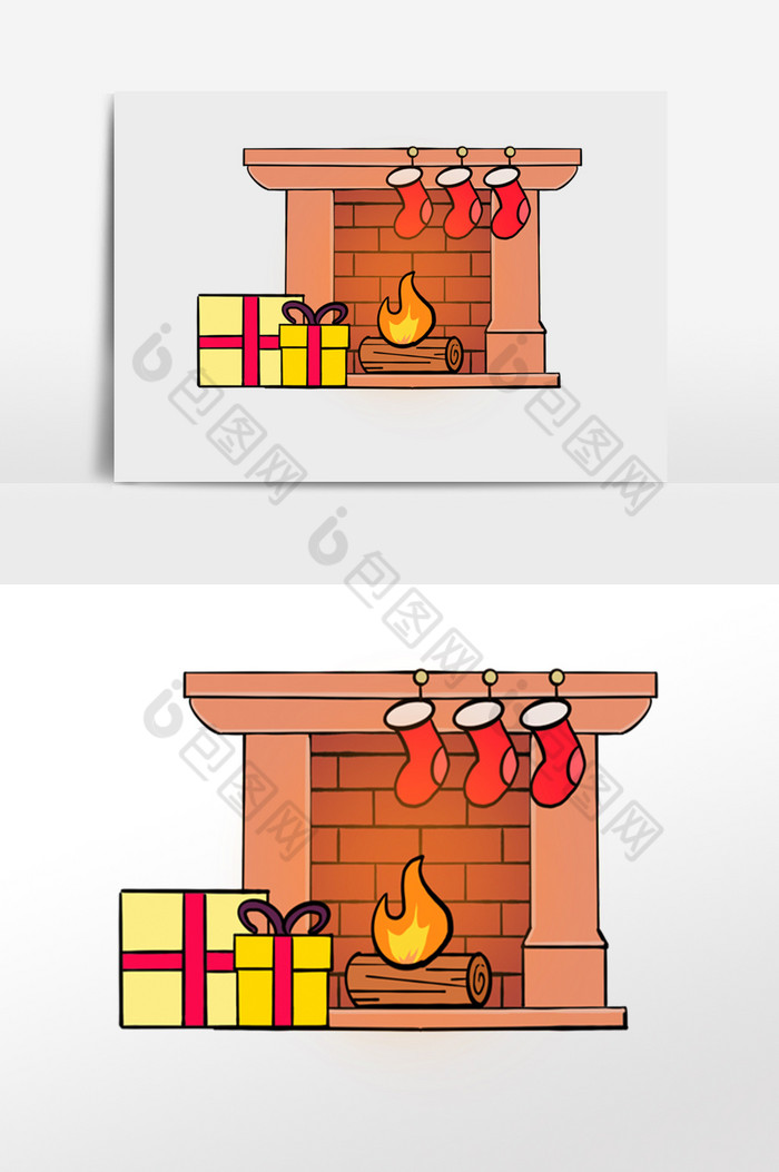 圣诞节礼物壁炉取暖图片图片