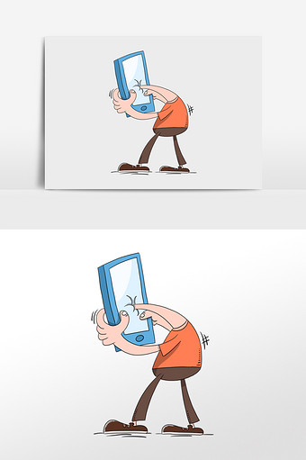 讽刺漫画沉迷手机插画