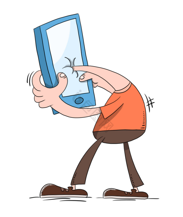 讽刺沉迷手机插画