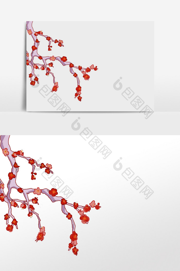 中国风国潮红色梅花花卉