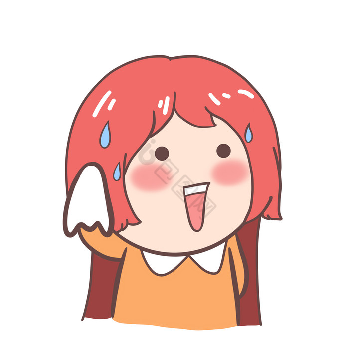 女孩无奈擦汗表情