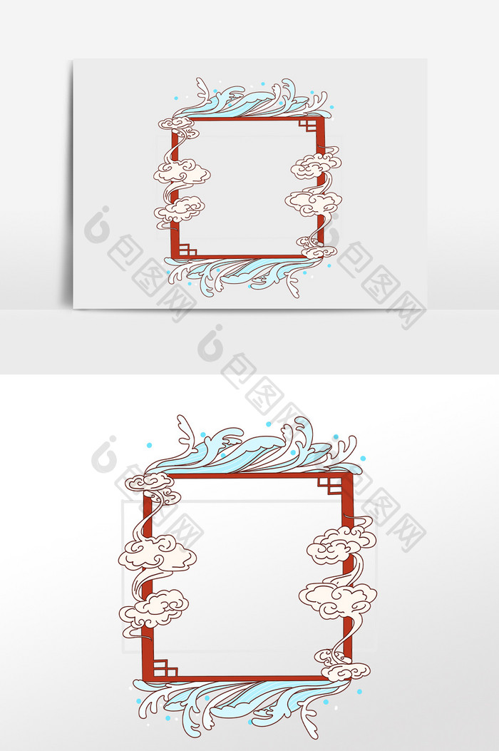 祥云国潮风剪纸风边框