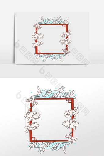 祥云国潮风剪纸风边框图片