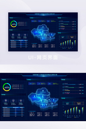 深色科技风可视化大数据智能大屏界面