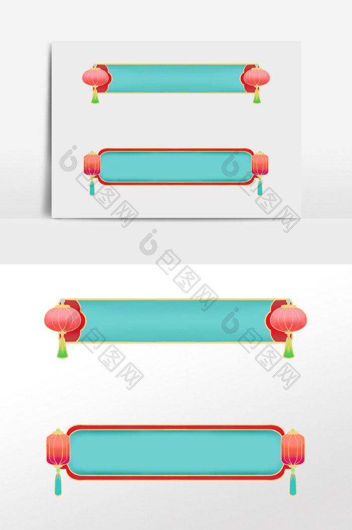 国潮风春节标签边框