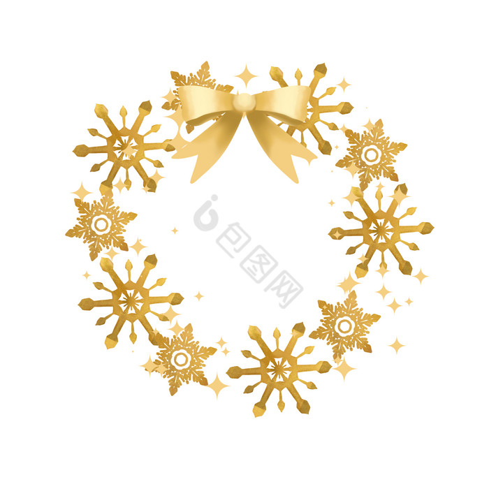 圣诞节金色丝带花环图片