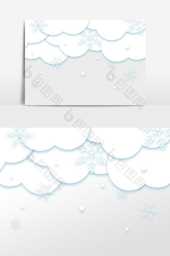 冬天冬季白色雪花剪纸图片
