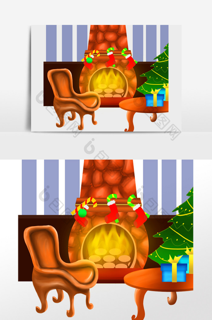 圣诞节壁炉炉子座椅