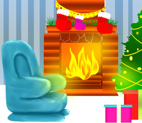 圣诞节壁炉炉子沙发