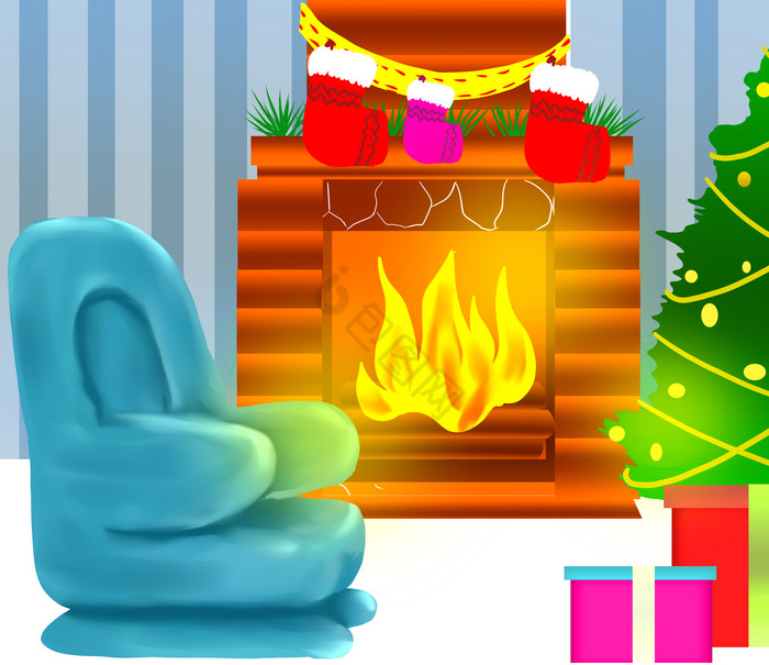 圣诞节壁炉炉子沙发图片