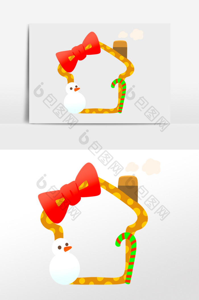 圣诞节蝴蝶结房子边框