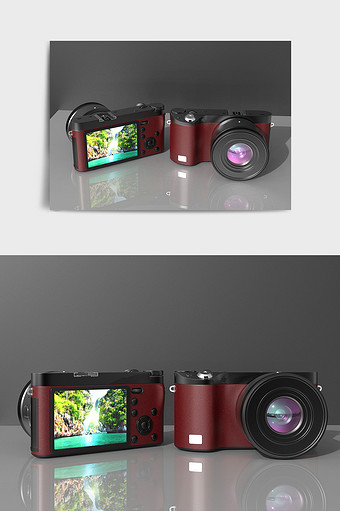红色数码相机C4D模型图片