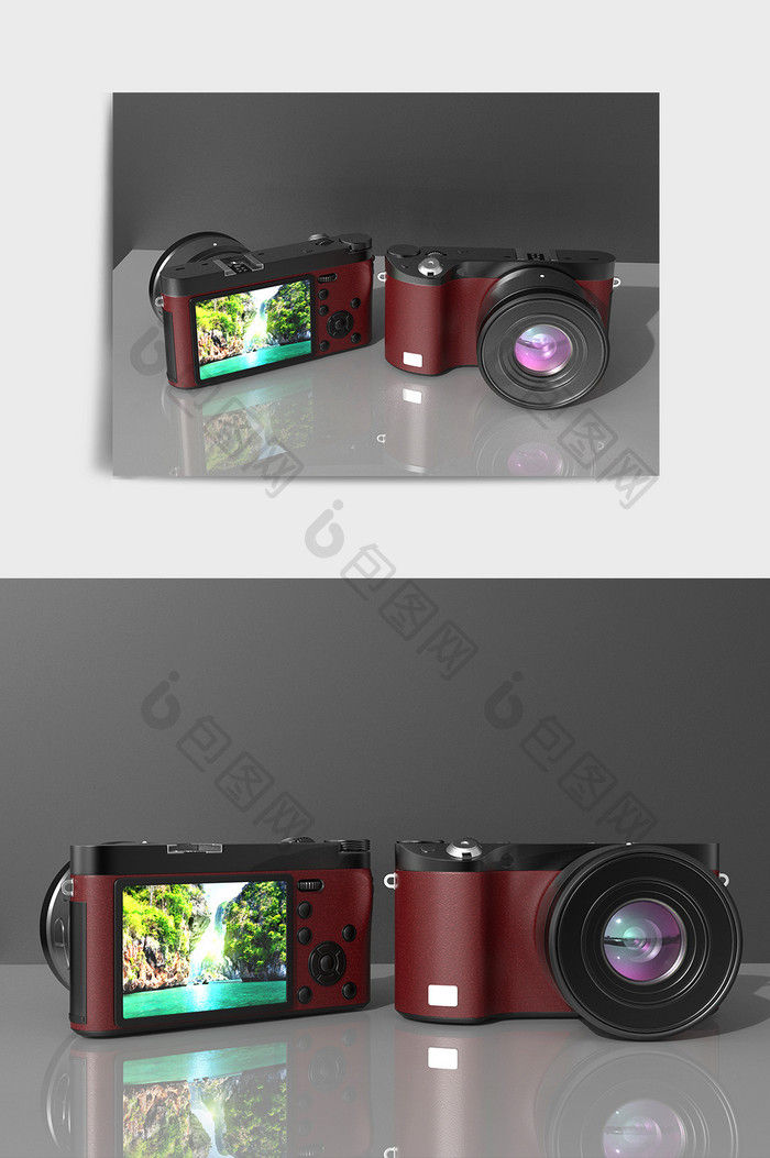 红色数码相机C4D模型