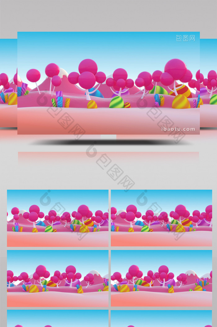 卡通梦幻3D糖果循环背景视频素材