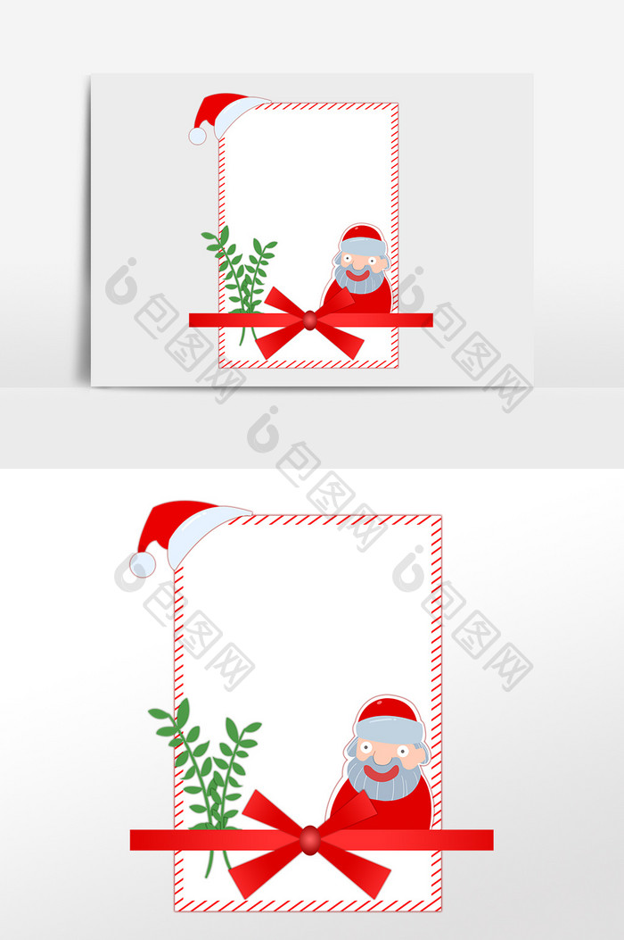圣诞老人彩带信笺边框