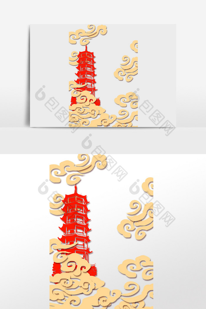 新春金色祥云建筑边框图片图片