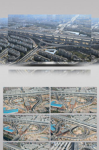 高清实拍芜湖城市道路交通高架桥航拍素材图片