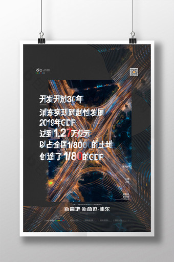 新高地新奇迹浦东新区开发开放30周年海报图片