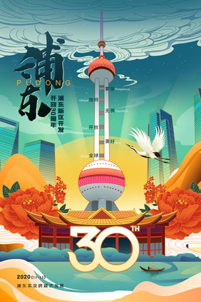 浦东新区开发开放30周年宣传宣传海报