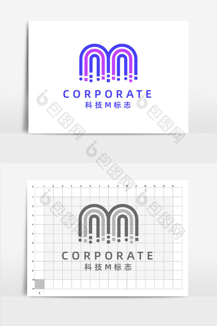 科技互联网商业简约字母m标志