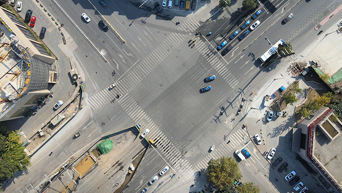 1080p航拍实拍城市街道素材
