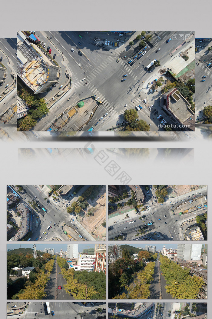 1080p航拍实拍城市街道素材