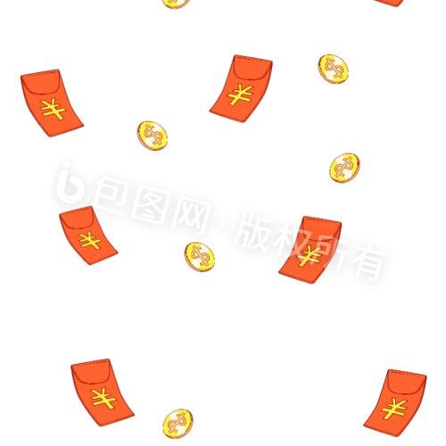 新年红包雨金币小动图GIF图片