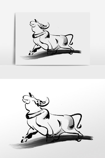 手绘卡通牛图片