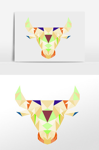 彩色立体拼接牛老牛