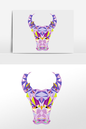 彩色立体牛头拼接牛