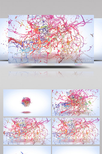 炫彩涂料迸发飞溅艺术LOGO动画AE模板图片