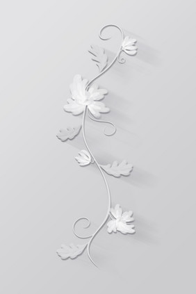 灰色质感底纹花朵浮雕剪纸风背景