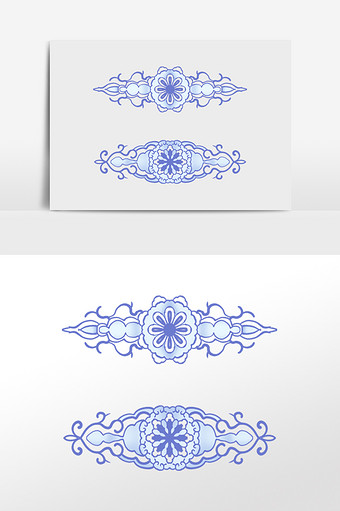 蓝色青花瓷花纹古典