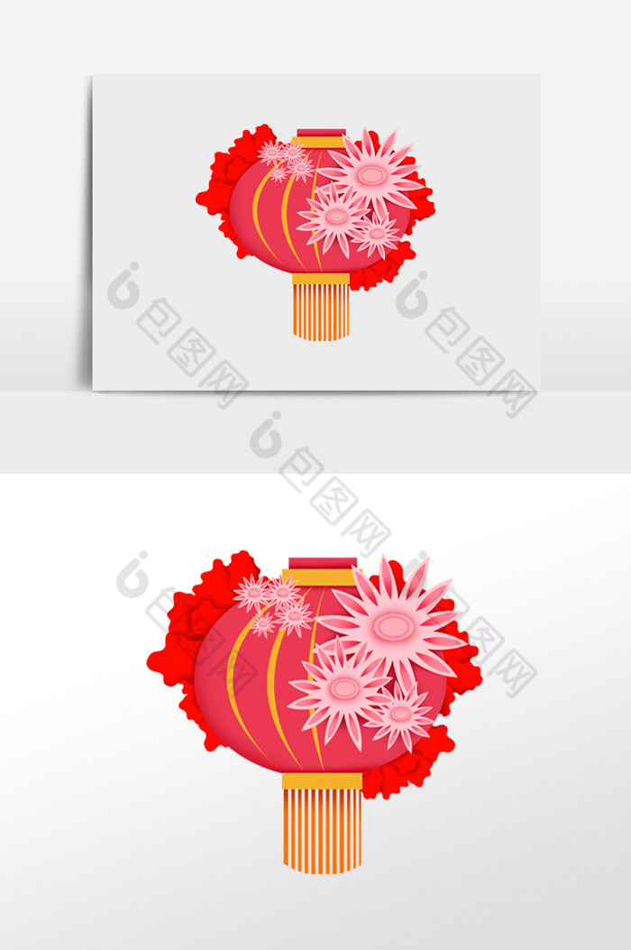 新年春节红灯笼花朵图片图片