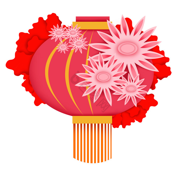 新年春节红灯笼花朵图片