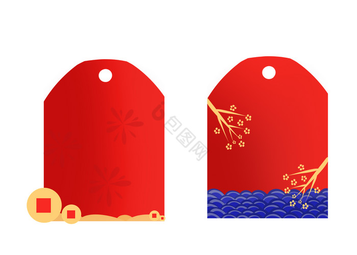 新年春节古风吊牌标签图片