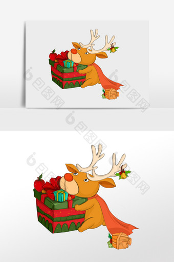 Q版圣诞贴纸麋鹿图片
