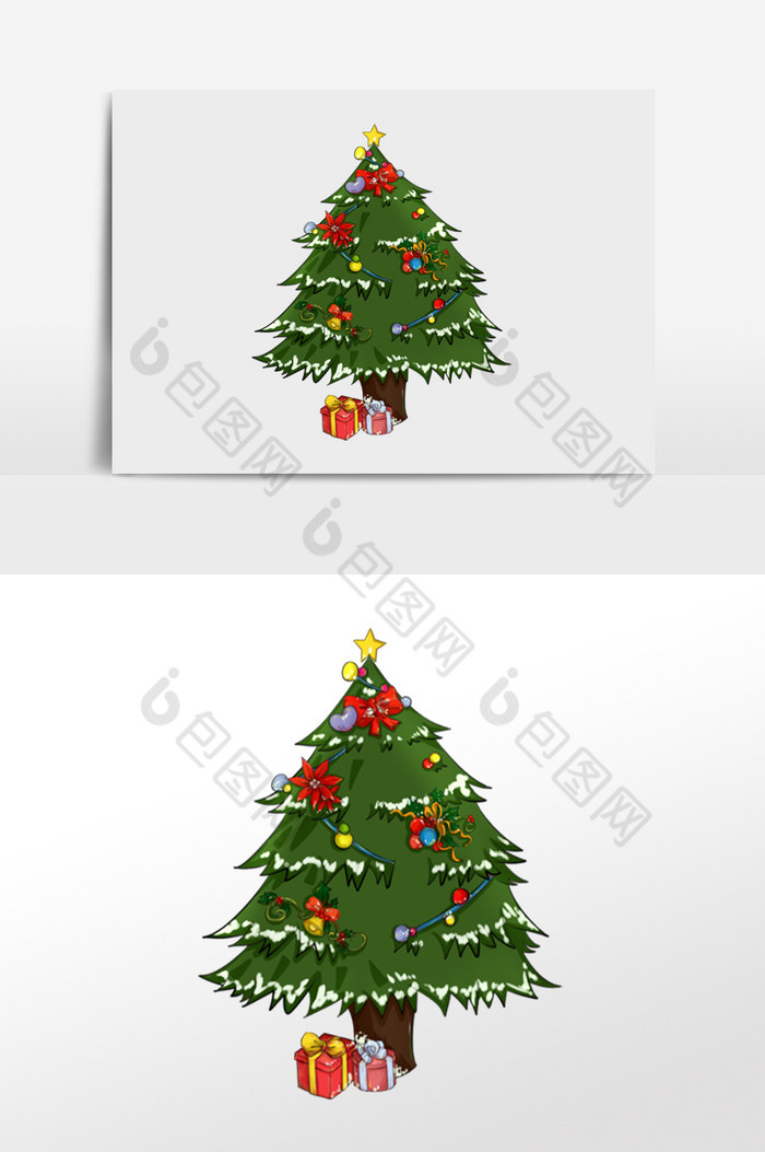 Q版圣诞贴纸圣诞树图片图片