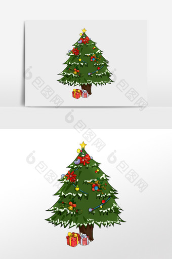 Q版圣诞贴纸圣诞树图片