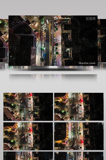 4K夜晚城市马路道路航拍延时俯拍车流图片